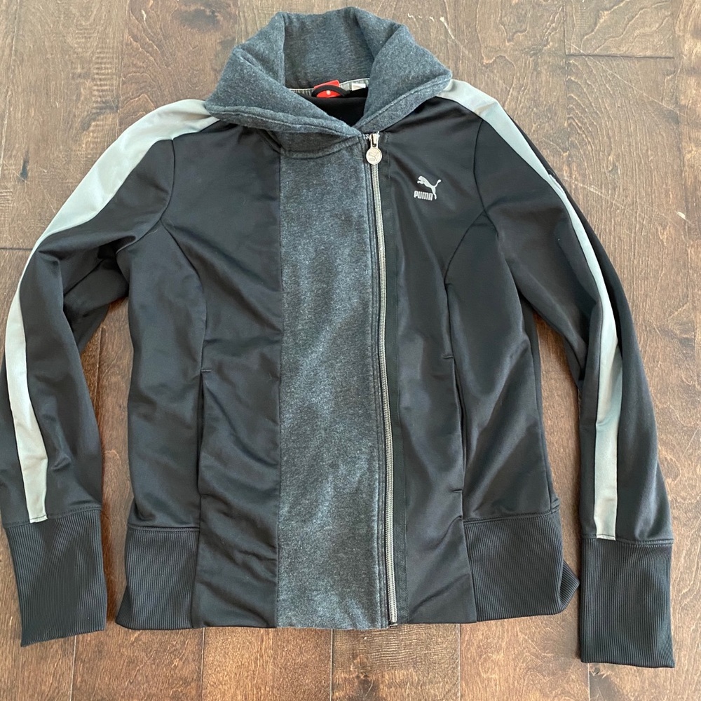 Puma jacket size large black and gray